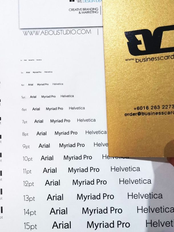 Business Cards Font Size