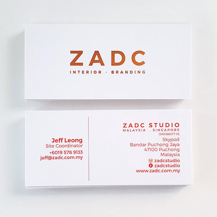 Bronze Hot Stamping Business Cards | ZADC Studio, Puchong | Name Card