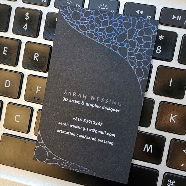 Foil Stamping Business Cards Classic Black Business card - Transparent Glittering Foil + White Foil Stamping