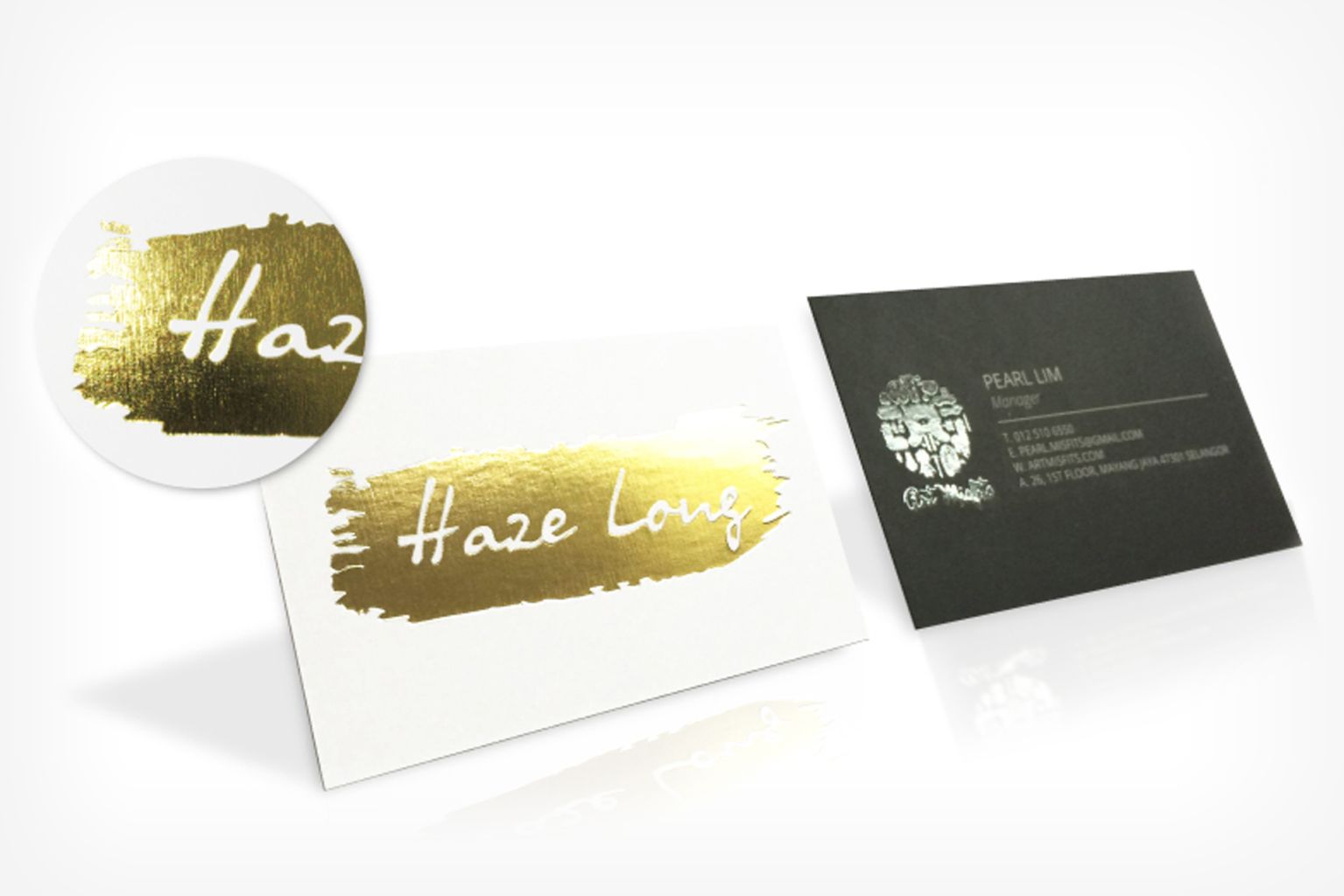 Gold Hot Stamping Business Card | Haze Long, PJ Gold Hot Stamping Business Card
