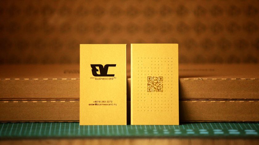 Auspicious Golden Business Cards Black and Gold foil stamping on Golden Auspicious Business Card